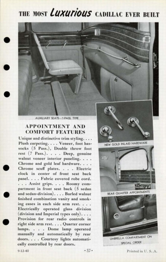 1941 Cadillac Salesmans Data Book Page 48
